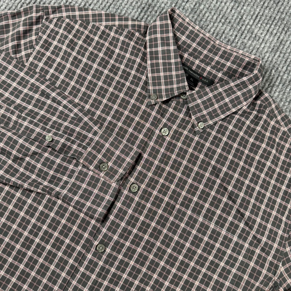 John Varvatos USA Mens XL Plaid Button Down Shirt Black Red Long Sleeve W387C14